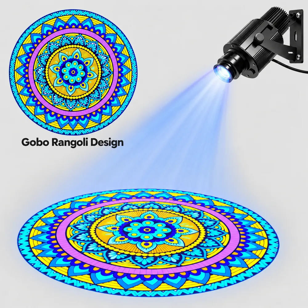 Illustrative Rangoli projector and design